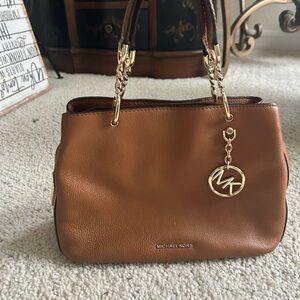 Michael Kors Brown and Gold Leather Satchel